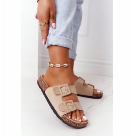 MSMG Jennifer Beige Suede Slippers On Cork Sole 1