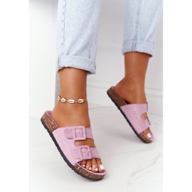 MSMG Suede Slippers On A Cork Sole Light Violet Jennifer purple 2