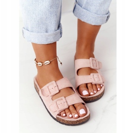 MSMG Suede Slippers On The Cork Sole Light pink Jennifer 1