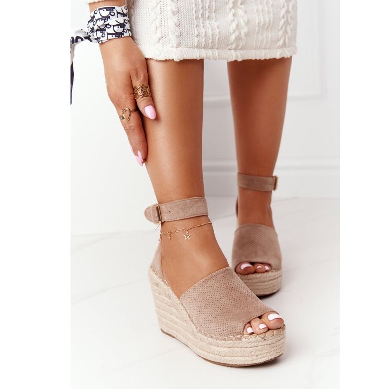 MSMG Light brown Makenna Wedge Sandals With Braids 2