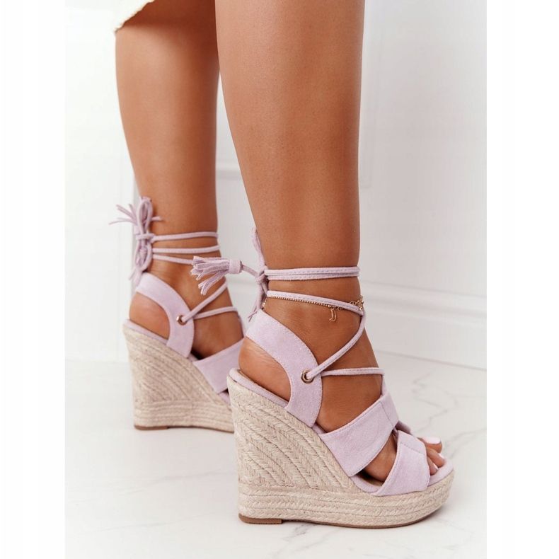MSMG Tied Wedge Sandals Violet Mallorca purple 1