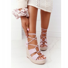 MSMG Tied Wedge Sandals Violet Mallorca purple 2