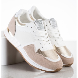 SHELOVET Stylish WHITE AND BEIGE Sneakers 2