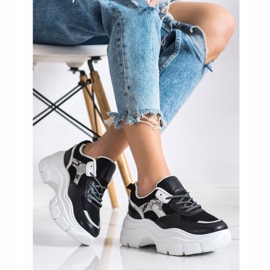 SHELOVET Stylish Sneakers With Glitter black 1