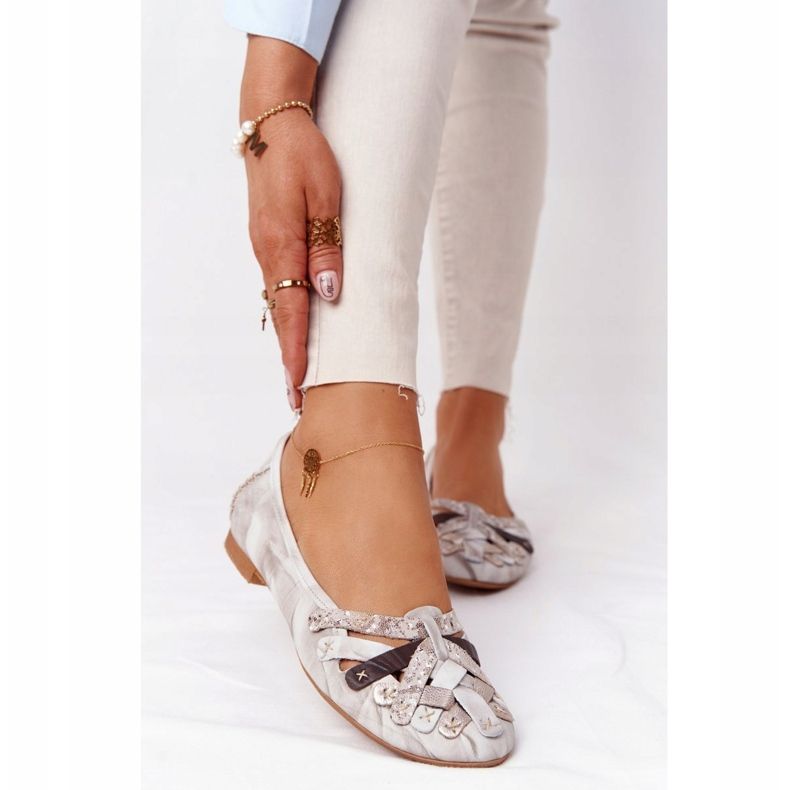 Women's Leather Ballerinas Maciejka 01358-44 Dirty Beige 2