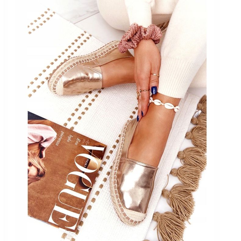 Leather Espadrilles On A Braided Sole Big Star HH274503 Golden 3