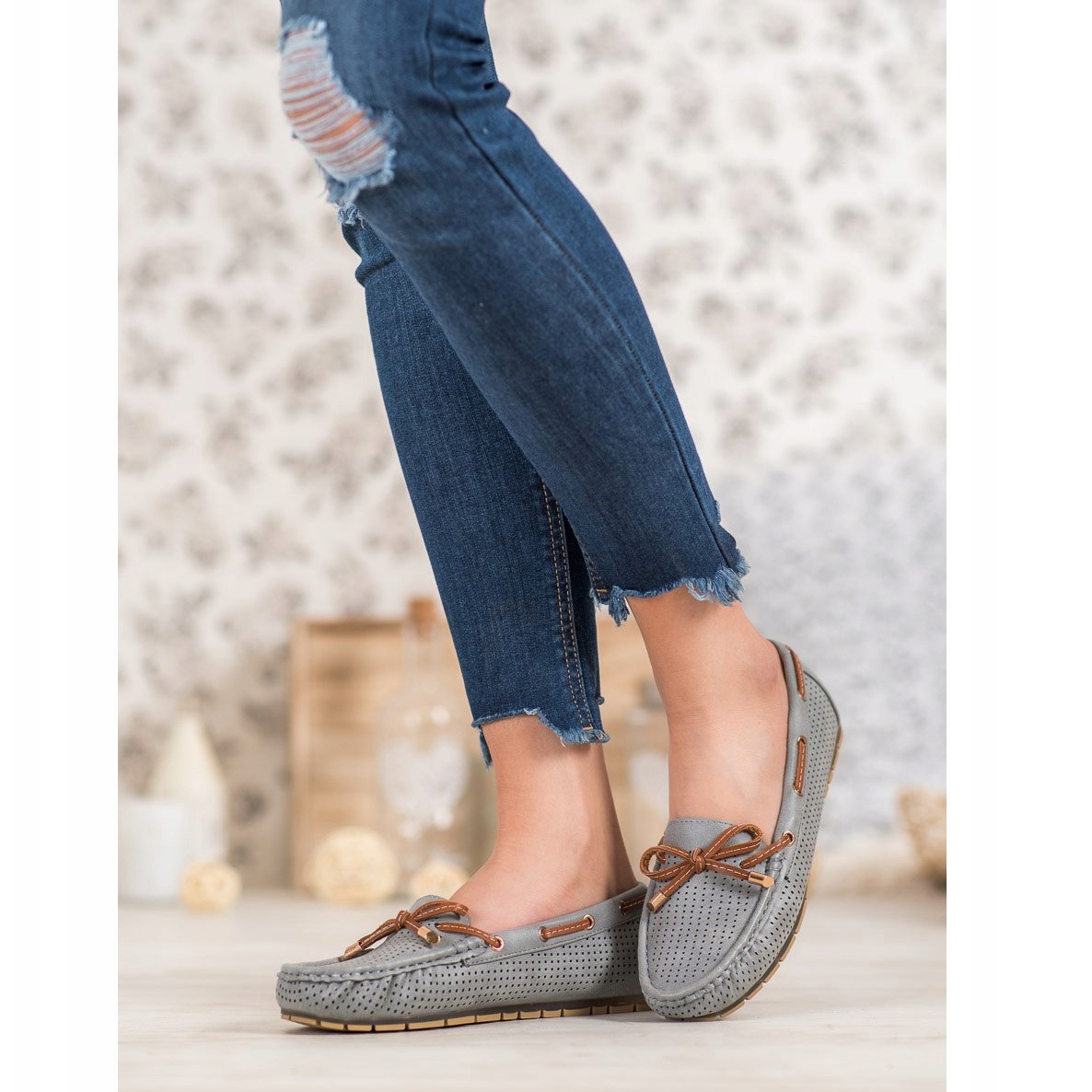 Kylie Comfortable loafers grey - KeeShoes