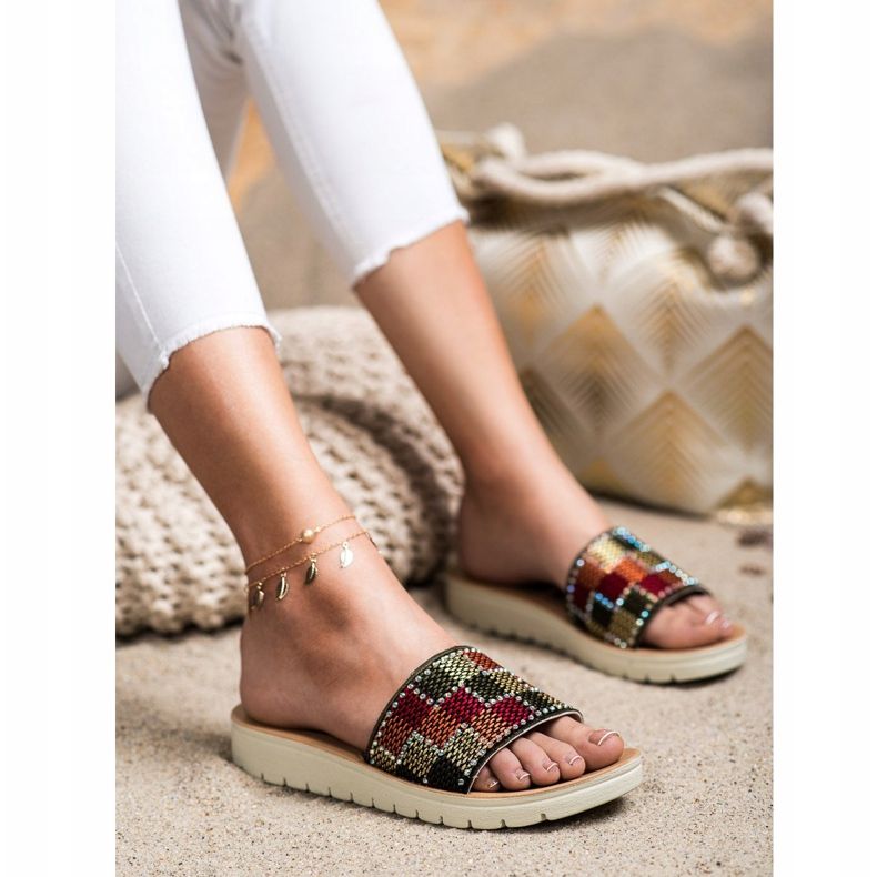 SHELOVET Slippers With Cubic Zirconia multicolored 1