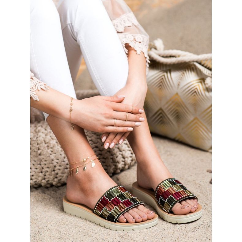 SHELOVET Slippers With Cubic Zirconia multicolored 2