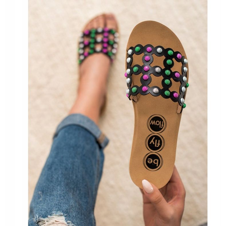 SHELOVET Casual Women's Slippers black multicolored 2 SHELOVET Casual Women's Slippers black multicolored 2