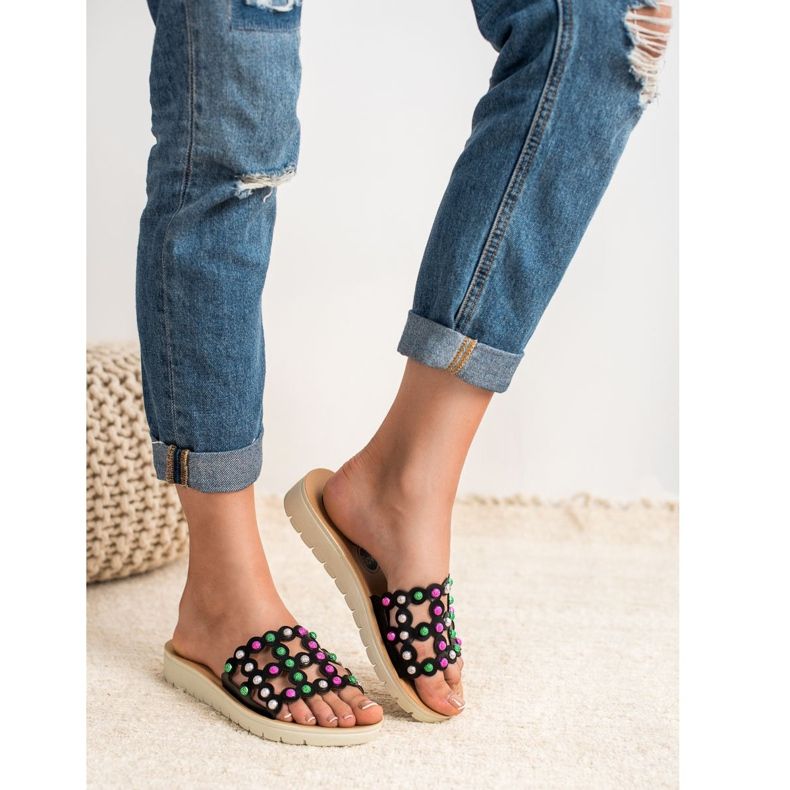 SHELOVET Casual Women's Slippers black multicolored 1 SHELOVET Casual Women's Slippers black multicolored 1