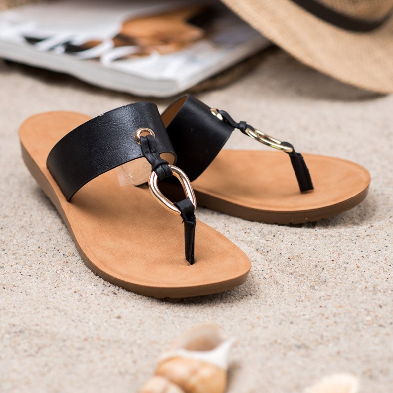 Stylish VINCEZA flip-flops black 1