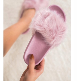 SHELOVET Rubber Slippers With Fur purple 2