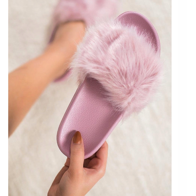 SHELOVET Rubber Slippers With Fur violet 2