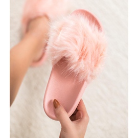 SHELOVET Rubber Slippers With Fur pink 2