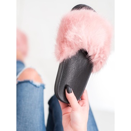 SHELOVET Comfortable Fur Slippers pink 1