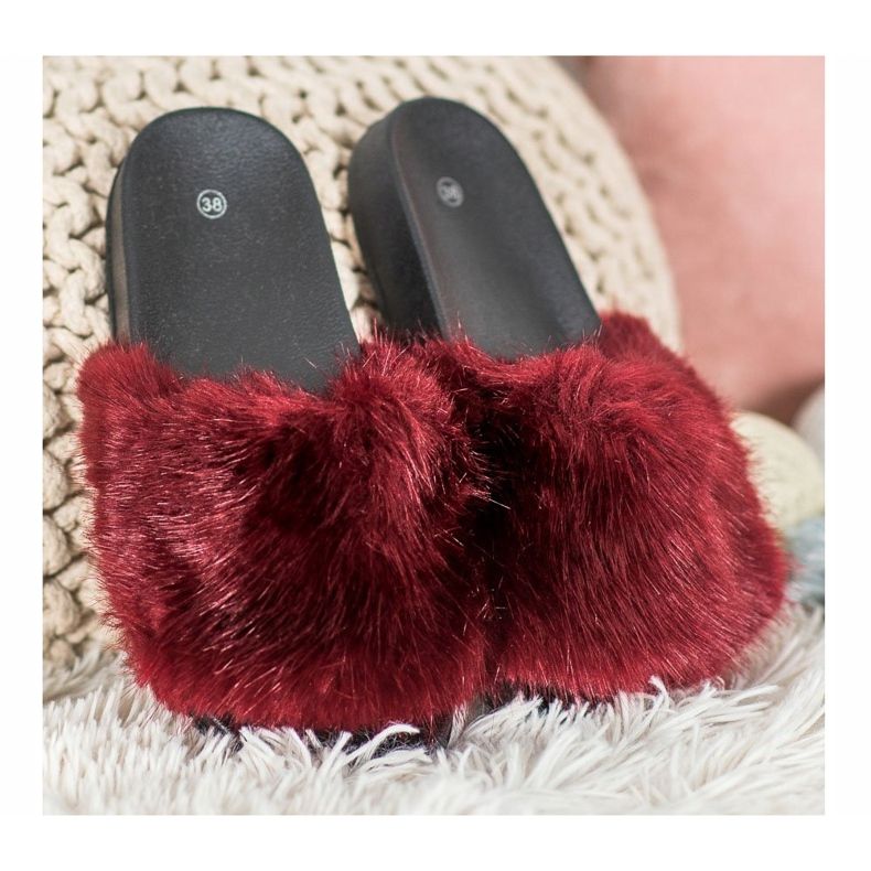 SHELOVET Comfortable Fur Slippers red 2
