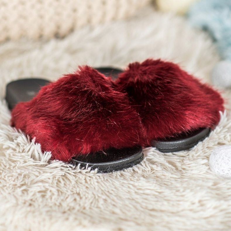 SHELOVET Comfortable Fur Slippers red 1