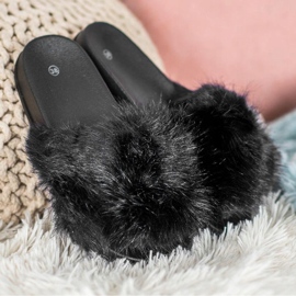 SHELOVET Comfortable Fur Slippers black 1 SHELOVET Comfortable Fur Slippers black 1