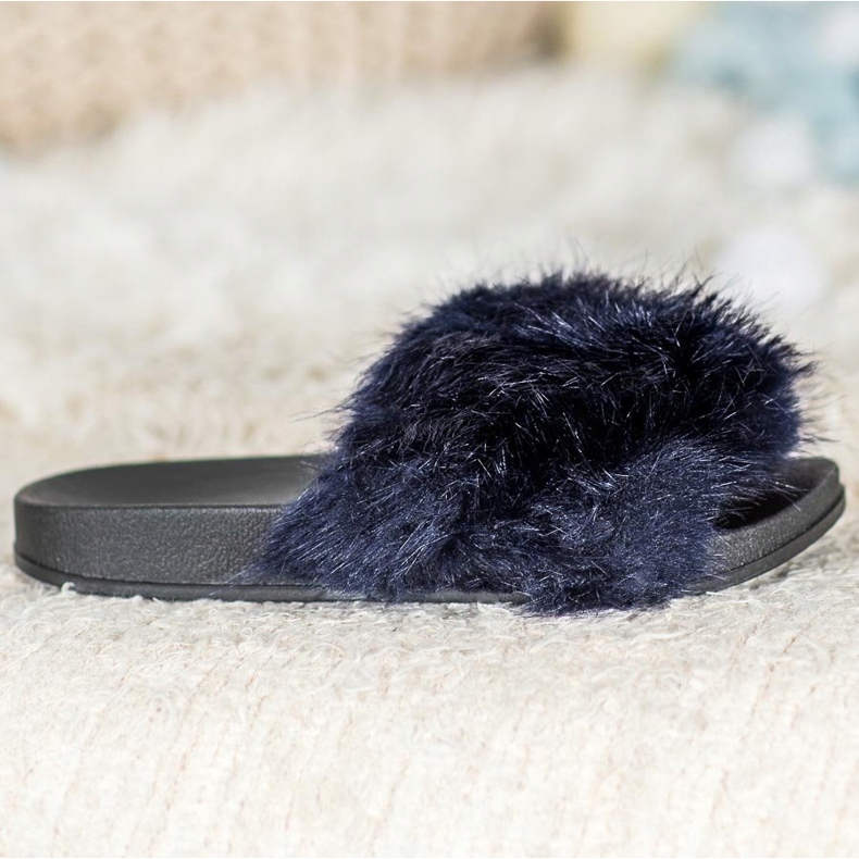 SHELOVET Comfortable Fur Slippers blue 1