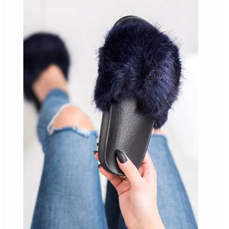 SHELOVET Comfortable Fur Slippers blue 2
