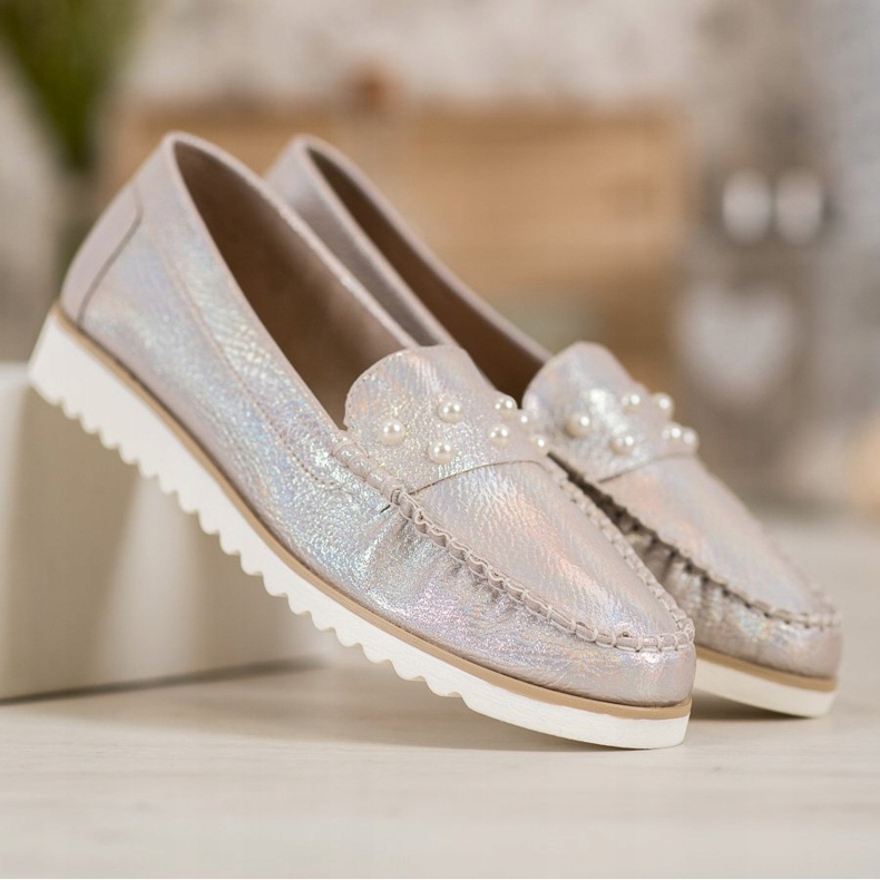 Sergio Leone Loafers With Pearls golden 2