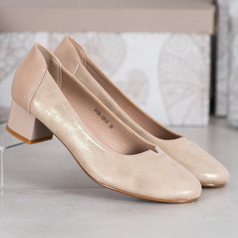 VINCEZA textile pumps golden 1