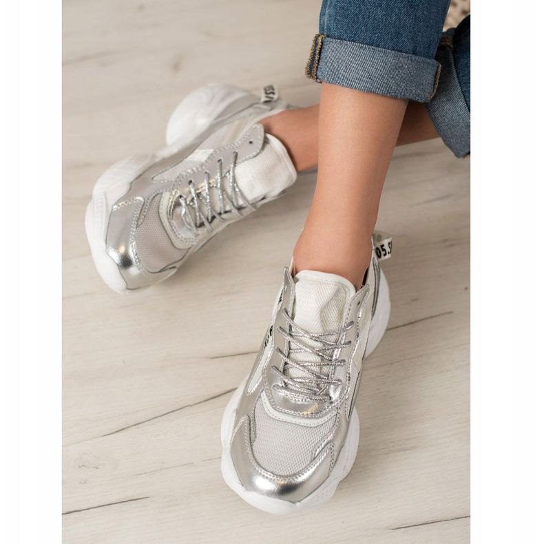 Goodin Silver Leather Sneakers grey 1