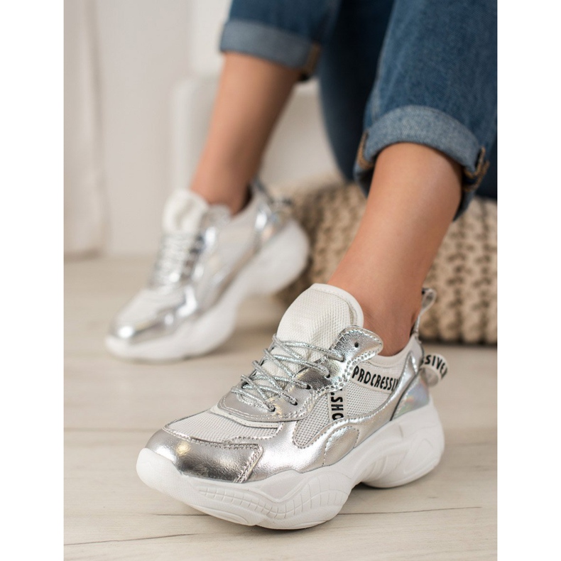 Goodin Silver Leather Sneakers grey 2