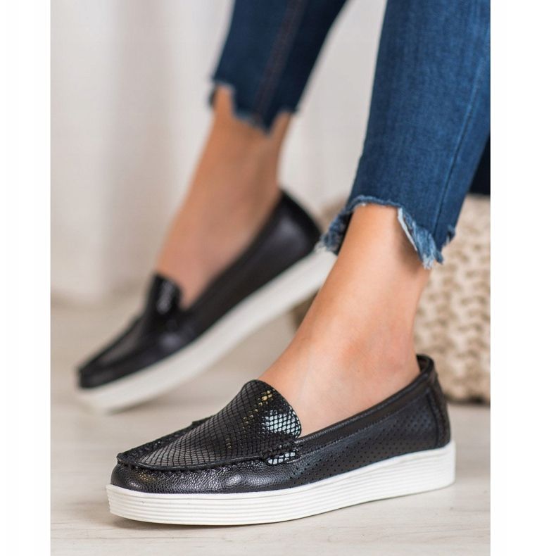 Moccasins on the VINCEZA platform black 1