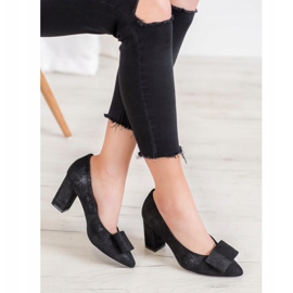 W. Potocki Glitter Pumps With A Bow black 1