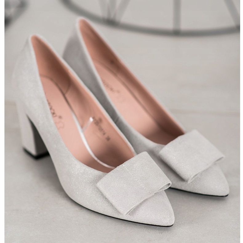 W. Potocki Glitter Pumps With A Bow grey 2