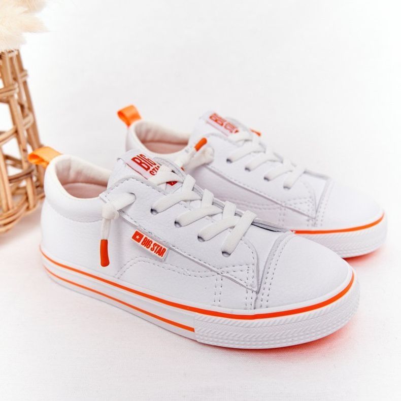 Children's Eco-leather Sneakers Big Star HH374036 White-Orange 1