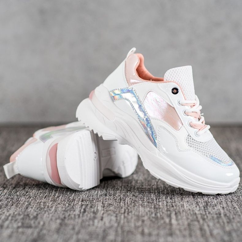 SHELOVET Stylish Eco Leather Sneakers white multicolored 1