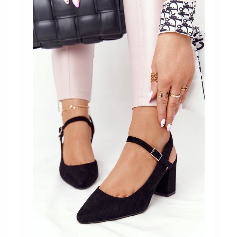 Suede Pumps On A Bar Sergio Leone PB446 Black 2