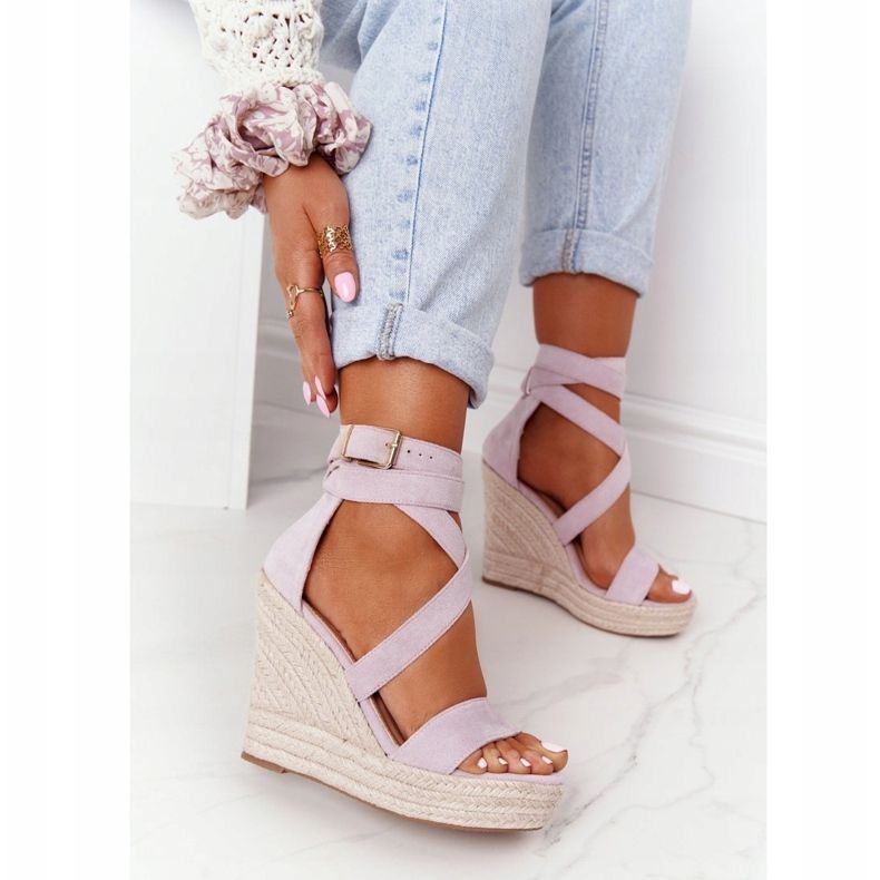 MSMG Wedge Sandals With Braided Violet Lanzarote purple 1