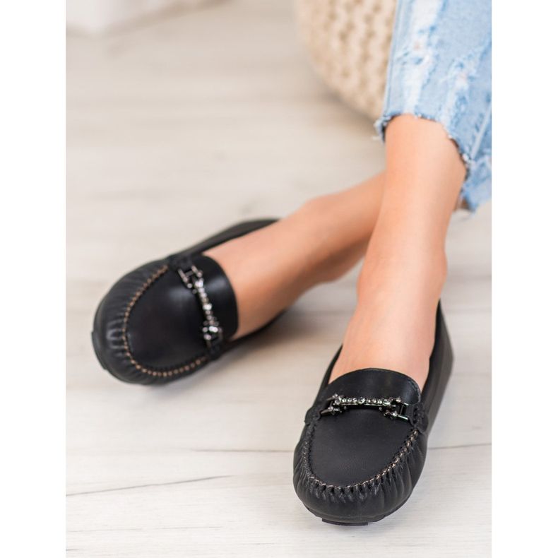 Fama Moccasins With Cubic Zirconia black 2