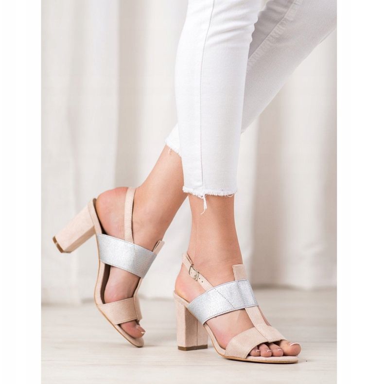 Stylish VINCEZA sandals beige grey 1