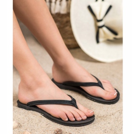 Braided VINCEZA flip-flops black 1