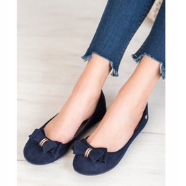 Elegant Ballerinas With A VINCEZA Bow navy blue blue 2