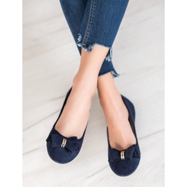 Elegant Ballerinas With A VINCEZA Bow navy blue blue 1