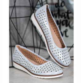 Kylie Openwork Ballerinas With Glitter blue grey 1