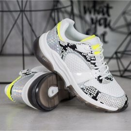 Kylie Comfortable Snake Print Sneakers white multicolored 1