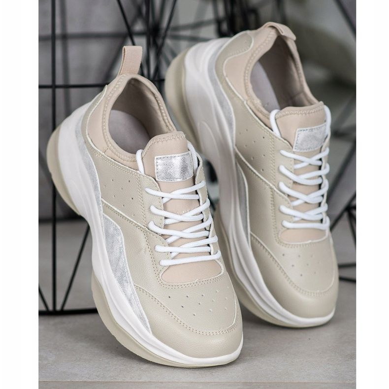 Kylie Comfortable Sneakers On The Platform beige grey 1