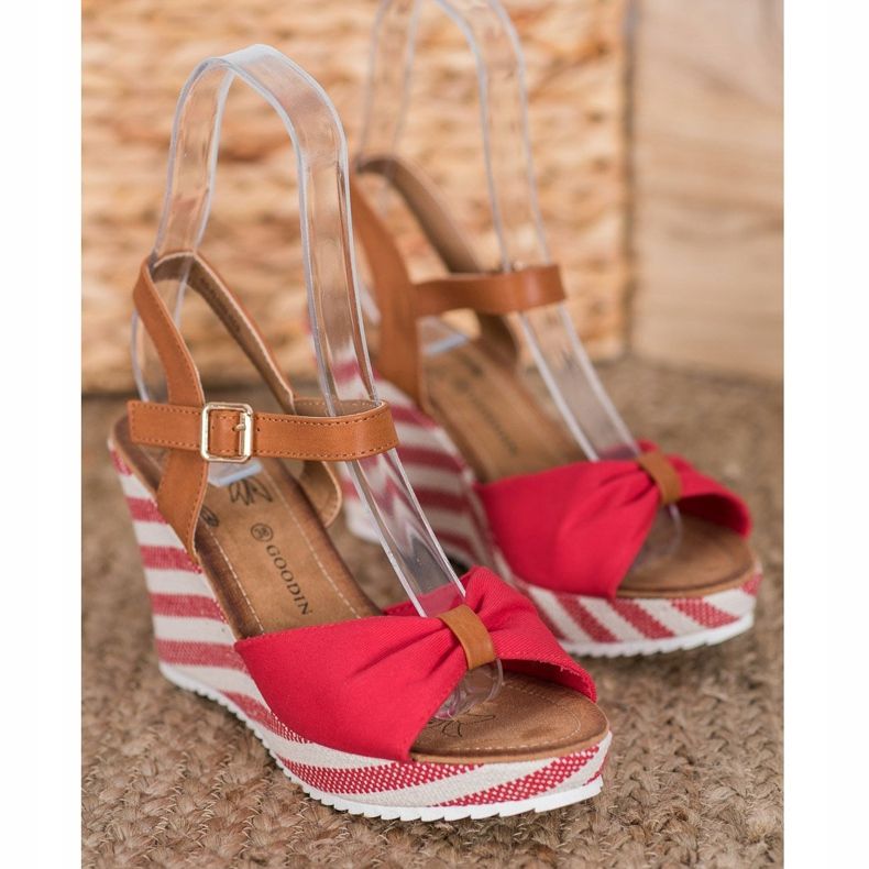 Goodin Red Sandals On Wedge brown 1