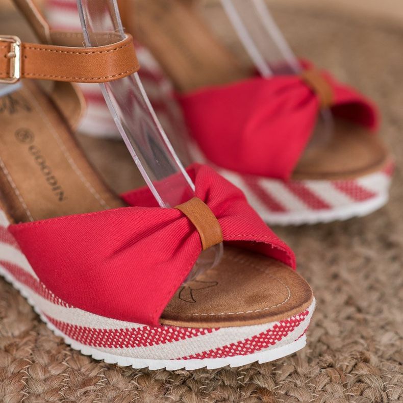 Goodin Red Sandals On Wedge brown 2