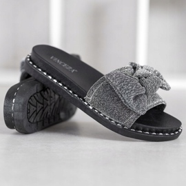 VINCEZA Glitter Slippers black grey 1 VINCEZA Glitter Slippers black grey 1