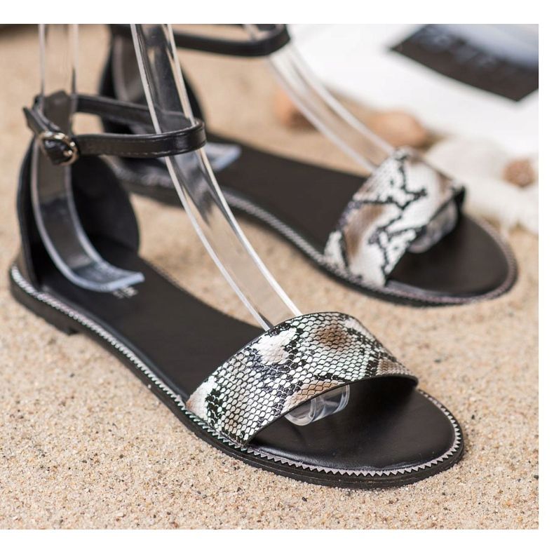 Goodin Snake Print Flat Sandals black 1