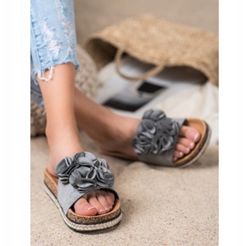 Comfortable flip-flops with flowers VINCEZA grey 1