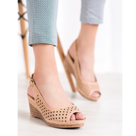 Openwork sandals on the VINCEZA wedge brown 1
